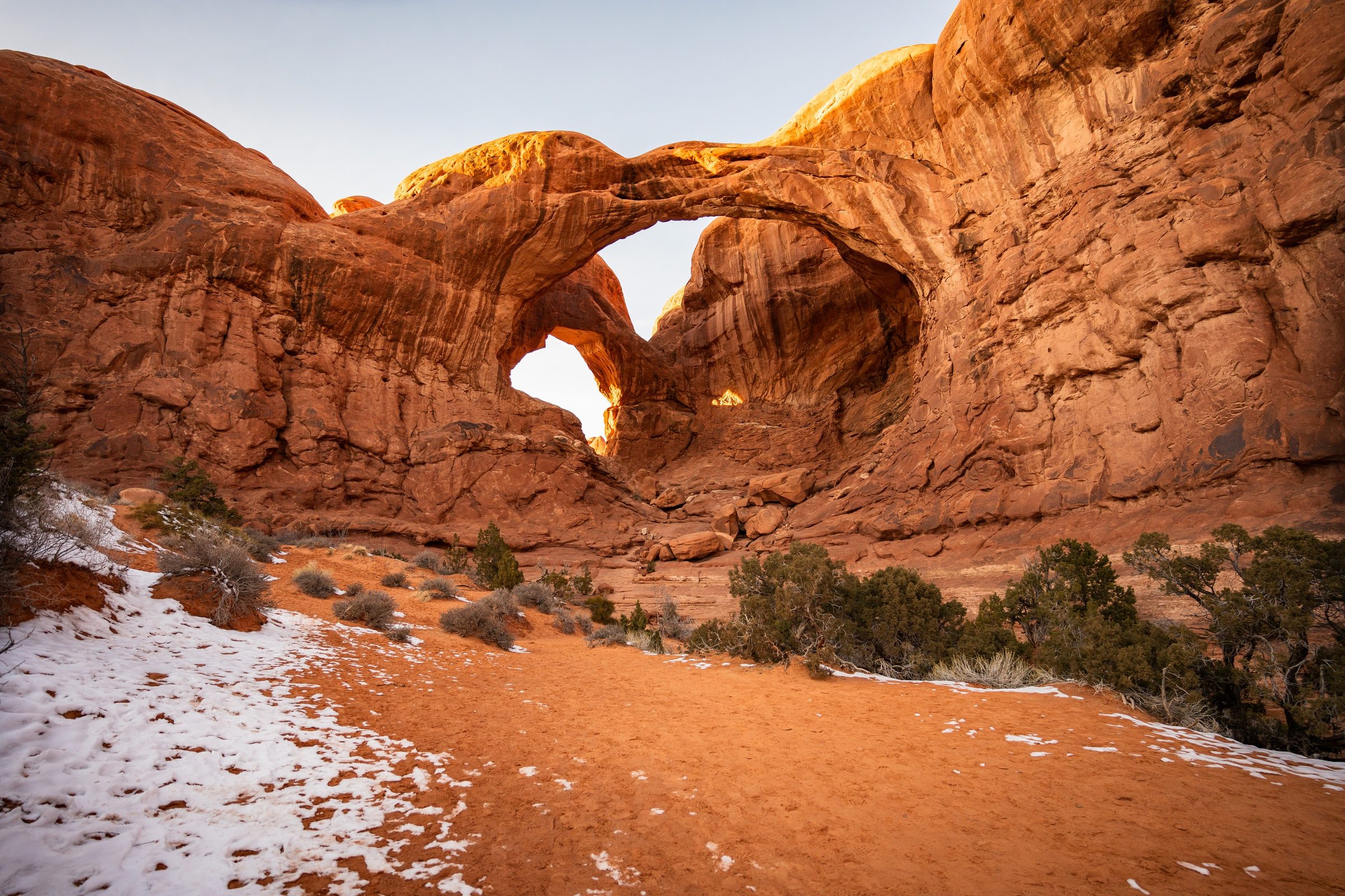 Double Arch glowing orange in late light